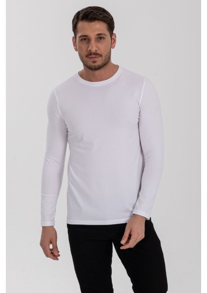 Slong Yuvarlak Yaka Uzun Kollu Slim Fit Basıc fırsatları