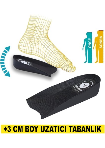 Lengthening Technology 3 cm Extender Siyah Boy Uzatıcı Tabanlık Gizli Topuk Yükselten