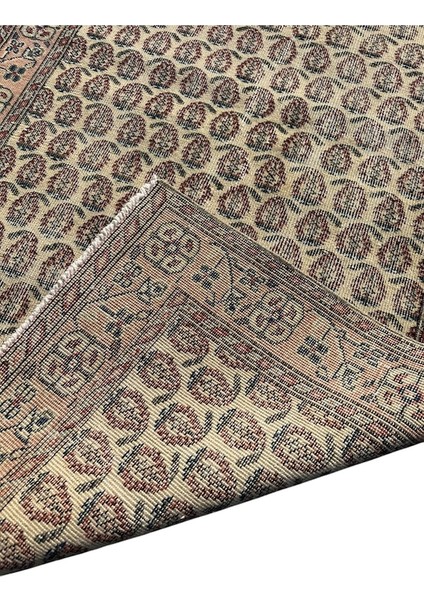 El Dokuma Eskitme 115 x 205 Bej Yün Vintage Halı