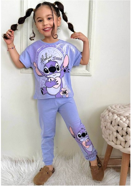 Kız Çocuk Desenli Kısa Kollu Pijama Takımı