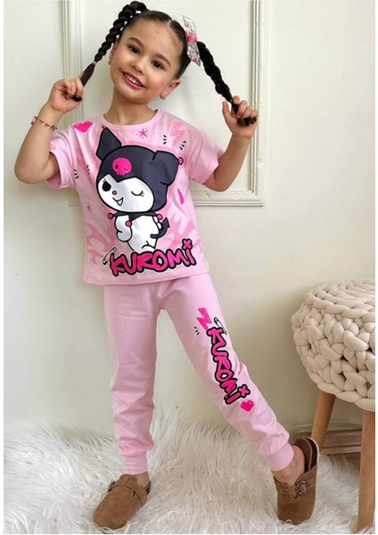 Kız Çocuk Desenli Kısa Pijama Takımı