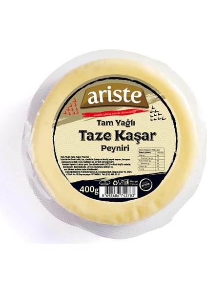 2'li Taze Kaşar Peyniri 800 gr (400gr x 2)
