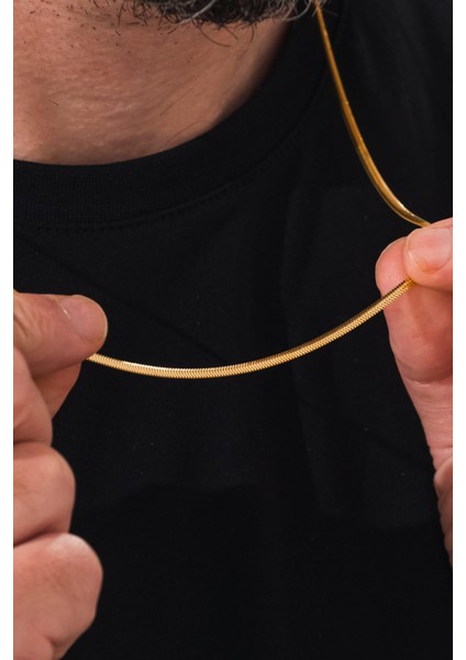 Gümüş 2.5 mm Altın Gold Kaplama Yassı Italyan Model Yılan Zincir Kolye fiyatları