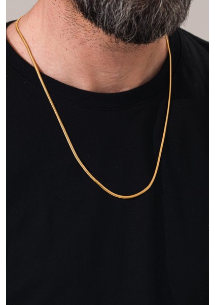 Gümüş 2.5 mm Altın Gold Kaplama Yassı Italyan Model Yılan Zincir Kolye modelleri
