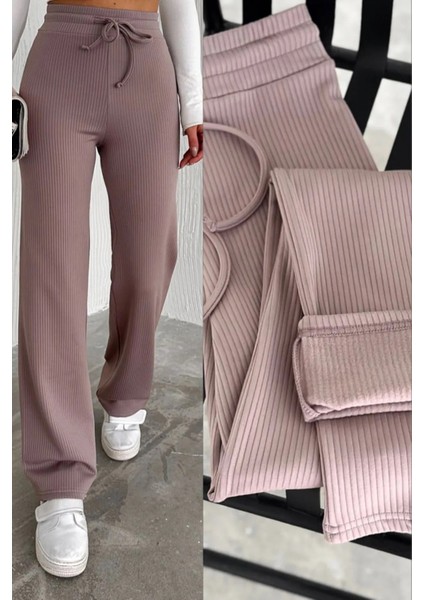 Kadın Modal Kumaş Fitilli Şardonlu Kışlık Pantolon
