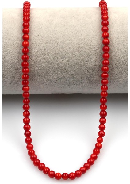 Boyalı Kırmızı Mercan Doğal Taş Dizi 4 mm Küre Kesim fiyatları