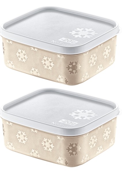 2'li Set No Frost Saklama Kabı Latte 700 ml