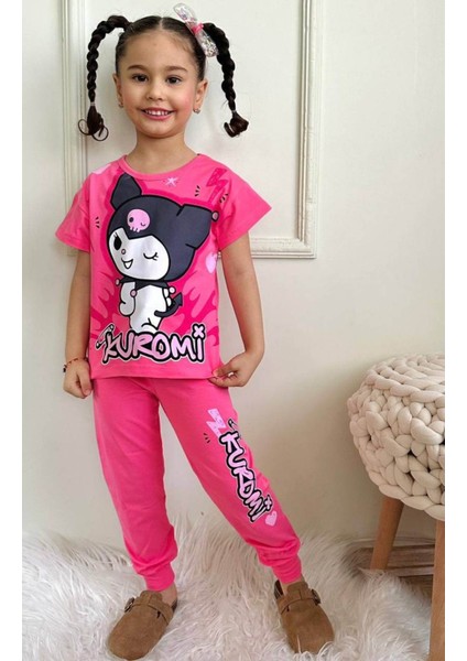 Kız Çocuk Desenli Kısa Kollu Pijama Takımı