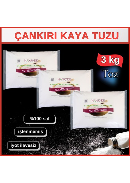 Çankırı Kaya Doğal Öğütülmüş Kaya Tuzu 3 kg
