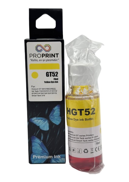 Hp GT52 Sarı Muadil Mürekkep 70 ml GT-5812 - GT-5820