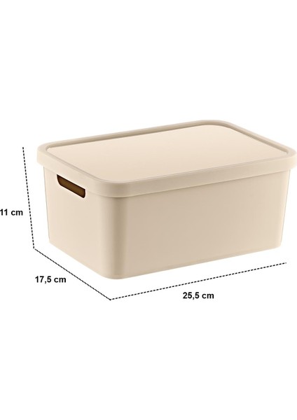 3'lü Set Stafi Kapaklı Kutu Latte (4,5-12-18 Lt)