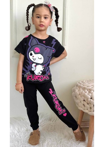 Kız Çocuk Desenli Kısa Kollu Pijama Takımı