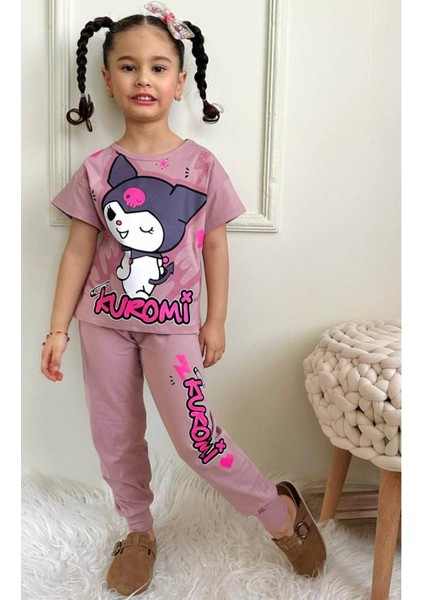 Kız Çocuk Desenli Kısa Kollu Pijama Takımı
