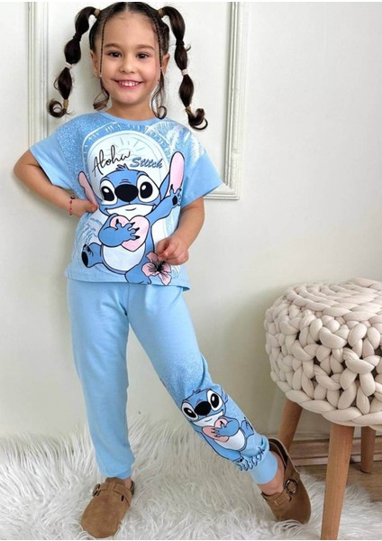 Kız Çocuk Desenli Kısa Kollu Pijama Takımı