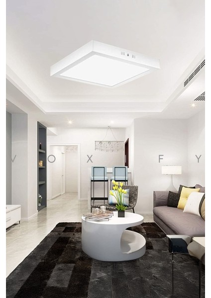 18W Modern Tavana Sıfır Kare Plafonyer LED Avize Panel Light 6500K Cold White Banyo Balkon Wc Koridor