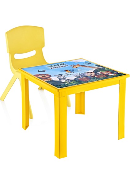 Fiore 2'li Set Çocuk Masa Sandalye Takımı Sarı Safari 1-3 Yaş