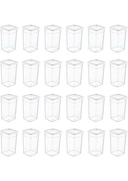 24'lü Set Skali Kare Saklama Kabı Beyaz 1440 ml