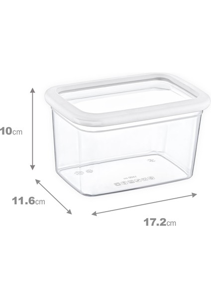 24'lü Set Skali Dikdörtgen Saklama Kabı Beyaz 1210 ml