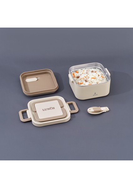 Bento Kare Lunch Box Yemek Termosu Bej 700 ml