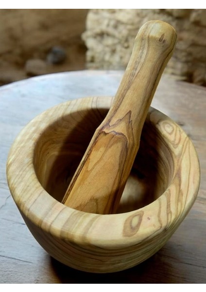 F&swoodart Zeytin Ağacı Doğal Ahşap Havan 11 x 8 cm - El Yapımı
