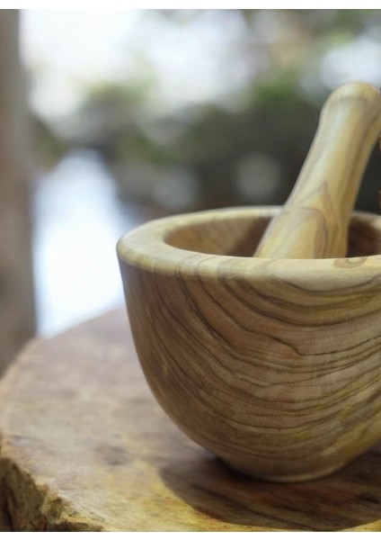 F&swoodart Zeytin Ağacı Doğal Ahşap Havan 11 x 8 cm - El Yapımı fiyatları