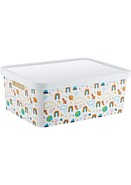 Stafi Desenli Çok Amaçlı Kapaklı Kutu 12 Lt