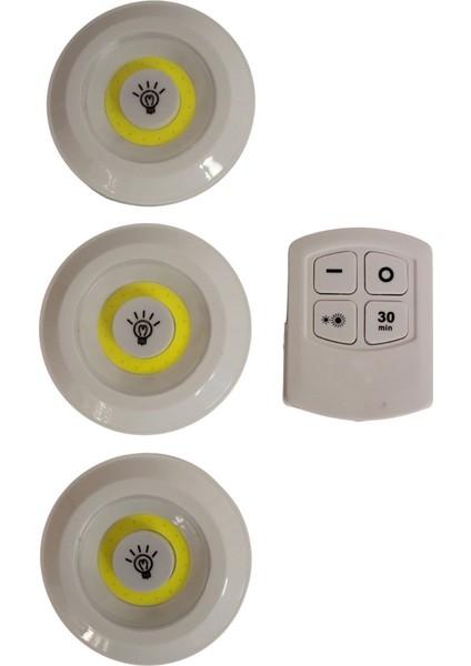 Uzaktan Kumandalı 3’lü Spot Led Lamba Pilli Dolap İçi Led Ampul fiyatları