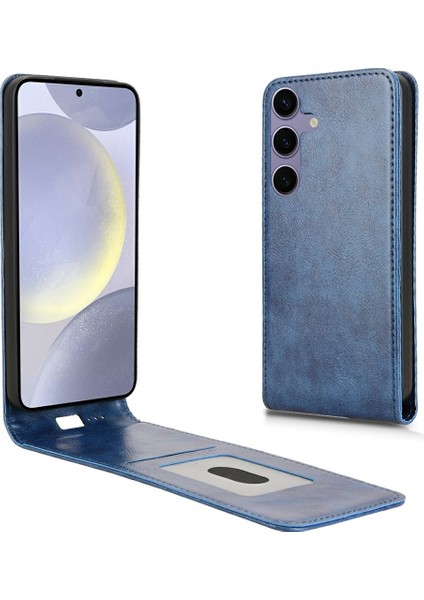 Samsung Galaxy S24 Plus Kart Yuvalı Manyetik Dikey Çevirme Deri Telefon Kapağı (Yurt Dışından)