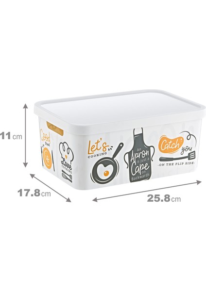 Stafi Desenli Çok Amaçlı Kapaklı Kutu 4,5 Lt