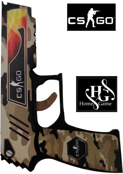 Ahşap Cs-Go Kamuflaj Lastik Atan Tabanca