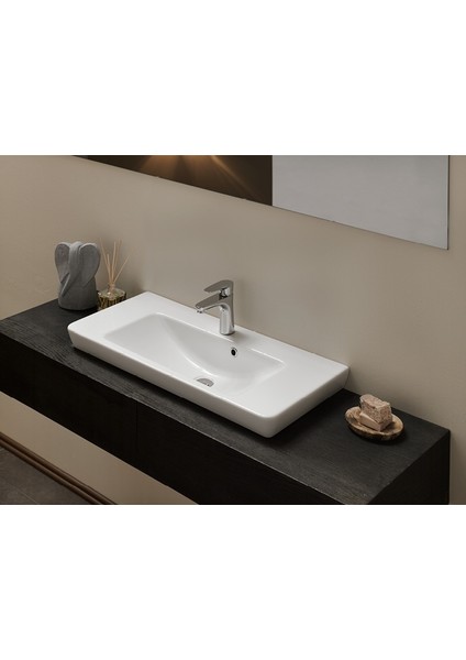 Cerastyle Turkuaz Porto Etajerli Lavabo 55 cm (Derınlık 38 Cm) fırsatları