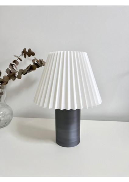 Modern Gri Objeo 3D Özel Tasarım Dekoratif Abajur