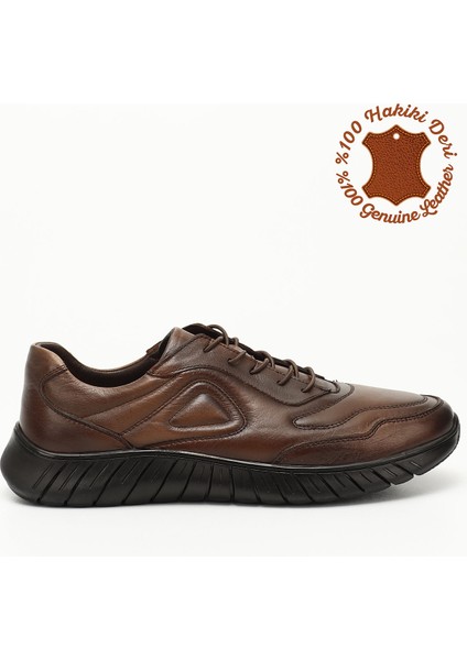 Erkek Taba Bağcıklı Hakiki Deri Comfort Sneaker
