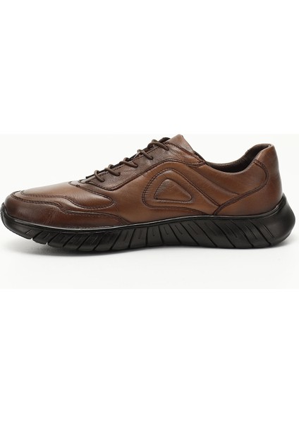 Erkek Taba Bağcıklı Hakiki Deri Comfort Sneaker