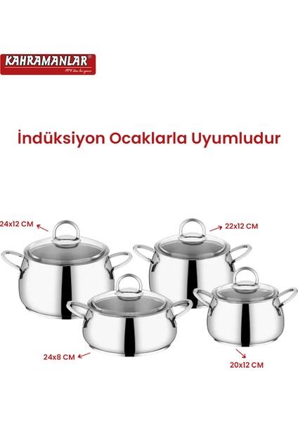Akasya Platin 8 Parça Tencere Takımı