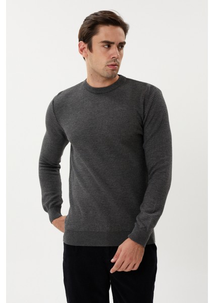 Et 3635 Bisiklet Yaka Desenli Erkek Kazak