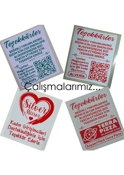 Kişiye Özel Teşekkür Kart Etiketi, Mağaza Takip, Karekodlu Yorum Etiketi 6X5CM - 200 Adet