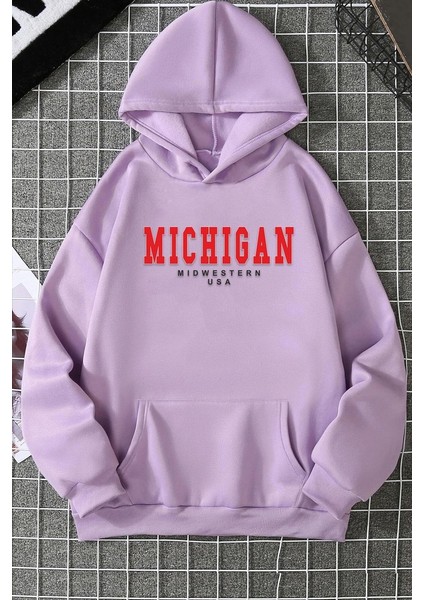 Unisex Michigan Baskılı Sweatshirt