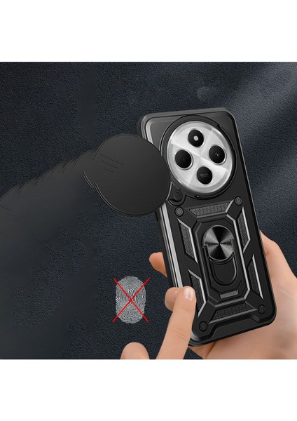Xiaomi Redmi 14C 4g Uyumlu Magnetik Standlı Kamera Korumalı Zore Sürgülü Vega Kapak-Mavi fırsatları