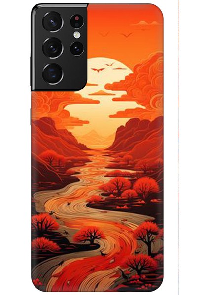 Samsung Galaxy S21 Plus Silikon Kılıf Kızıl Canvas