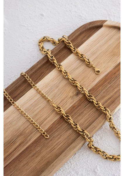 Çelik Büyük Burgu Bel Zinciri Günlük Kullanıma Uygun Büyük Iç Içe Geçmeli Zincir 60-75CM 5mm