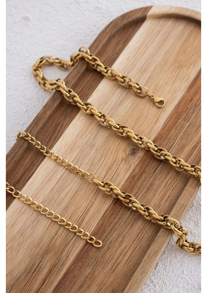 Çelik Büyük Burgu Bel Zinciri Günlük Kullanıma Uygun Büyük Iç Içe Geçmeli Zincir 60-75CM 5mm modelleri