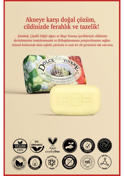 Dolce Vivere Millano Katı Sabun 250 gr | Akne Karşıtı Bakım | Söğüt Ağacı, Meşe Ağacı fiyatları