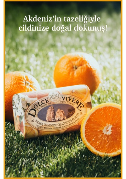 Dolce Vivere Capri Katı Sabun 250 gr | Leke Karşıtı | Mandalina, Fesleğen, Portakal Çiçeği indirimleri