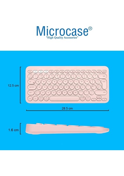 Vorcom Ultrapad 10.36 Inch Tablet Için Bluetooth Klavye + Mouse + Tablet Standı - AL45150 Pembe