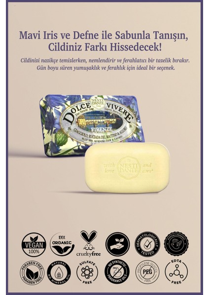 Dolce Vivere Firenze Katı Sabun 250 gr | Onarıcı ve Besleyici | İris Çiçeği, Defne Özü fiyatları