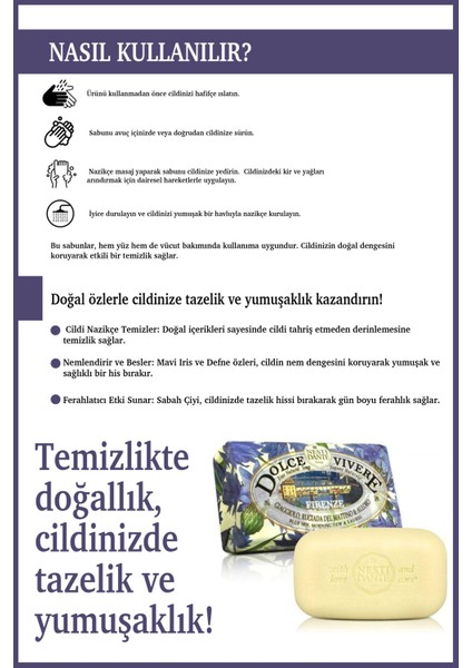 Dolce Vivere Firenze Katı Sabun 250 gr | Onarıcı ve Besleyici | İris Çiçeği, Defne Özü fırsatları