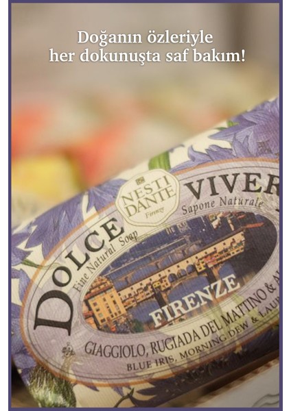 Dolce Vivere Firenze Katı Sabun 250 gr | Onarıcı ve Besleyici | İris Çiçeği, Defne Özü indirimleri