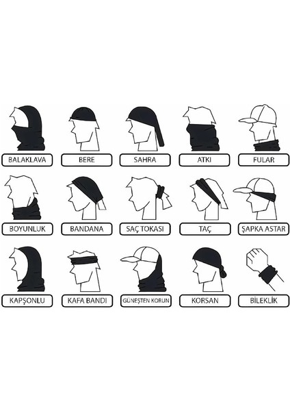 Polar Boyunluk Bandana Buff Saç Bandı Maske Balaklava Toka Siyah fiyatları