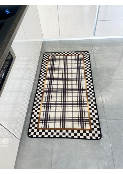 Dama Ekose Desenli Lateks Taban Mutfak Halısı fırsatları